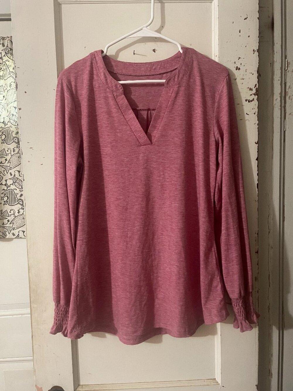 Pink V-Neck Blouse Size M